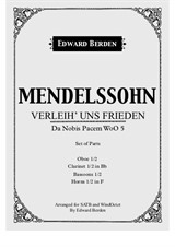 Felix Mendelssohn. Verleih' uns Frieden, arranged for Wind Octet and Choir by Edward Berden